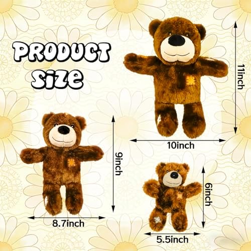 3 Packs Squeaky Dog Toys, Cute Teddy Bear Plush Puppy Compan Toys with Squeakers, Durable Stuffed Animal Chew Toys for Small Medium Large Dogs, Perfect Pet Teething & Interactive Play Gifts