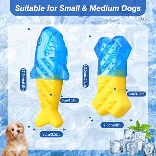 Pawaboo Dog Cooling Chew Toys, 2 Pack Freeze Pet Teething Toys for Cooling