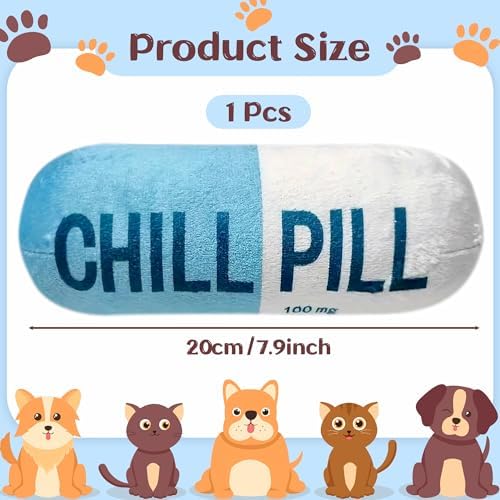 CUweipeng Funny Chill Pill Dog Plush Toy Cat Interactive Squeaky Pet Toy