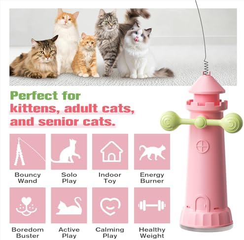 BSISUERM Cat Interactive Chase Toys for Indoor Cats, Enhanced Suction Cup Cat Teaser Wand, Kitty Enrichment Toy Weight Loss Exercise Toy for Kitten Adult Cats Boredom Relief Keep Them Busy