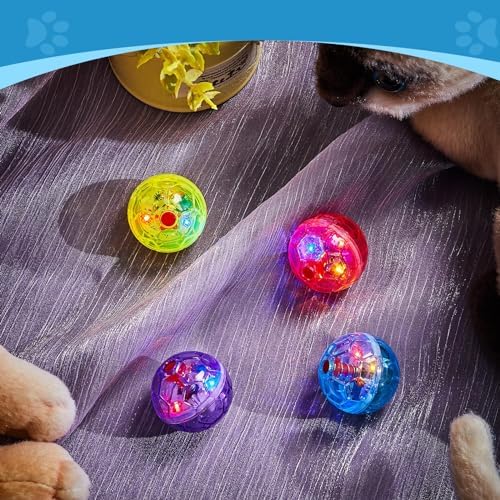 Frienda 4 Pcs Light up Cat Ball LED Motion Ghost Hunting Cat Ball, Bright