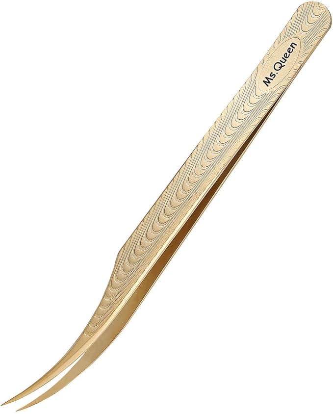 Ms.Queen Lash Extension Tweezers-Dolphin Shape Tip Isolation Tweezers for Classic Volume Eyelash Extensions,Dolphin