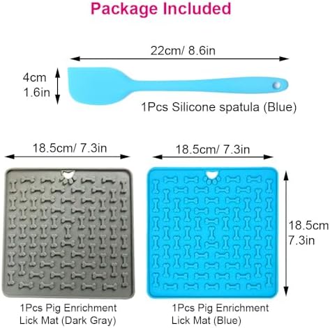 3Pcs Pig Enrichment Toys, Silicone Lick Mat for Mini Pigs with Spatula, Suction Cup Slow Feeder Enrichment Mat for Powder Slurry, Soft Food & Pellets, Toy for Mini Pigs.