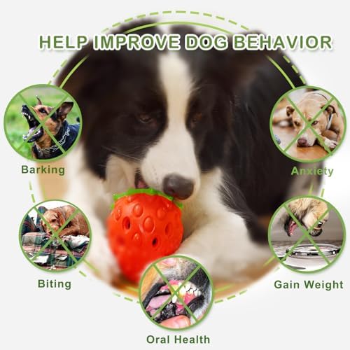 Strawberry Dog Puzzle Toy, Interactive Dog Toys for Small Medium Large Breed, Treat Dispensing Dog Toys, Pet Chew Toys for Moderate Chewers, Dogs Birthday Gifts (Red)