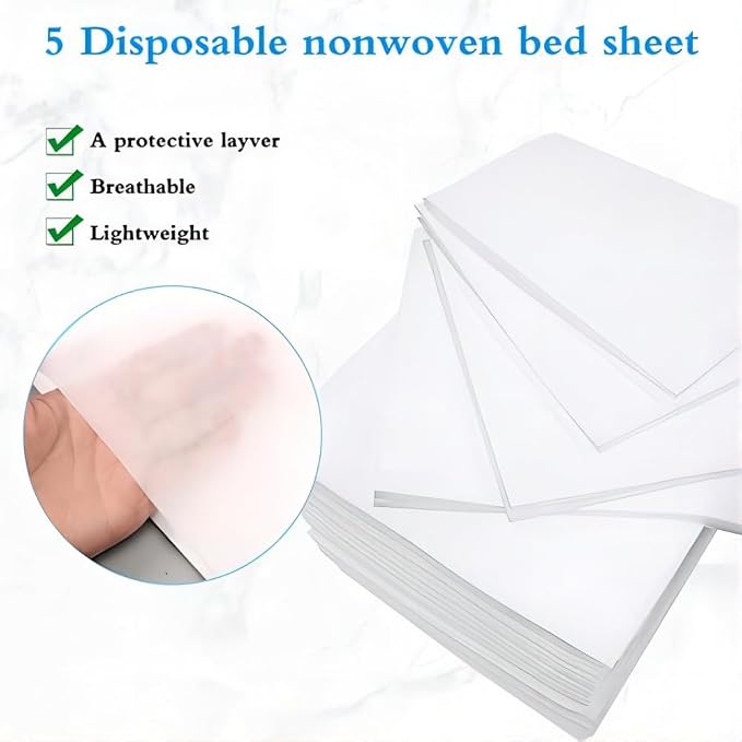 50Pcs Disposable Massage Table Sheets 31.5" x 71" Non-Woven Fabric Bed Covers for Ultimate Hygiene and Comfort in Massage, Tattoo, and Spa Treatments, Breathable and Durable Sheets(White)