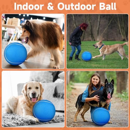 QDAN Dog Tennis Balls, Large Big Dog Toys, Herding Ball for Dogs, 9.5 Inch