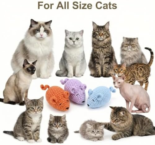 Cat Toys Mice, Catnip Toys Mouse for Indoor Cats, 3 Pcs