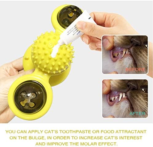 GBSYU Interactive Windmill Cat Toys with Catnip : Cat Toys for Indoor Cats Funny Kitten Toys with LED Light Ball Suction Cup‖Cat Nip Toy for Cat chew Exercise (Yellow)