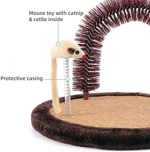 Happi N Pets Cat Self Groomer, Heavy Scratching Pad with Mouse Toy