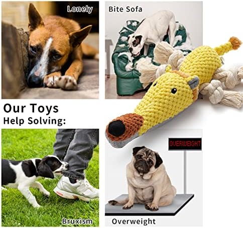 Sedioso Dog Toys, Dog Plush Toy for Large Breed, Cute Squeaky Dogs Toy with Crinkle Paper, Puppy Stuffed Animal Chew Toys for Small, Middle, Large Breed (Lion)