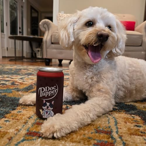 SPOT Fun Beverages Doc Pupper Can Vinyl Squeaker Toy for Small & Medium Dogs, Interactive & Chew-Friendly, Dr. Pepper Design, 4.5-Inch