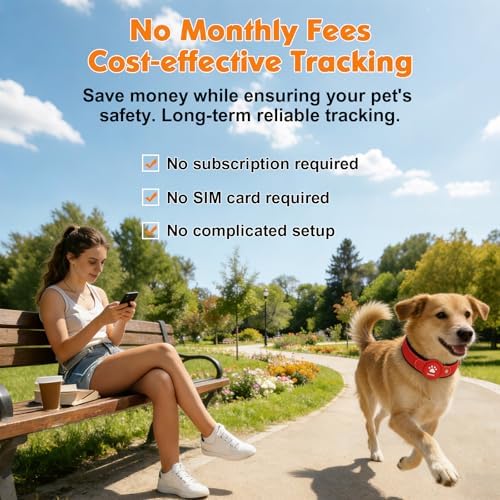 GPS Tracker for Dogs, 2 in 1 Smart Pet Collar (Only iOS), No Monthly Fee Waterproof Dog Collar with Real-time Tracking, Anti-Lost, 365-Day Long Battery GPS Tracker for All Sized Dogs(Locator Included)