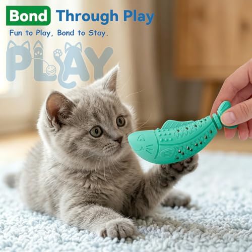 NEZIN 3 Pack Catnip Toys, Silicone Fish Cat Toys for Indoor Cats, Interactive Soft Chew Kicker Cat Toys for Indoor Cats & Kittens, Drives Bored Cat Crazy with Fun