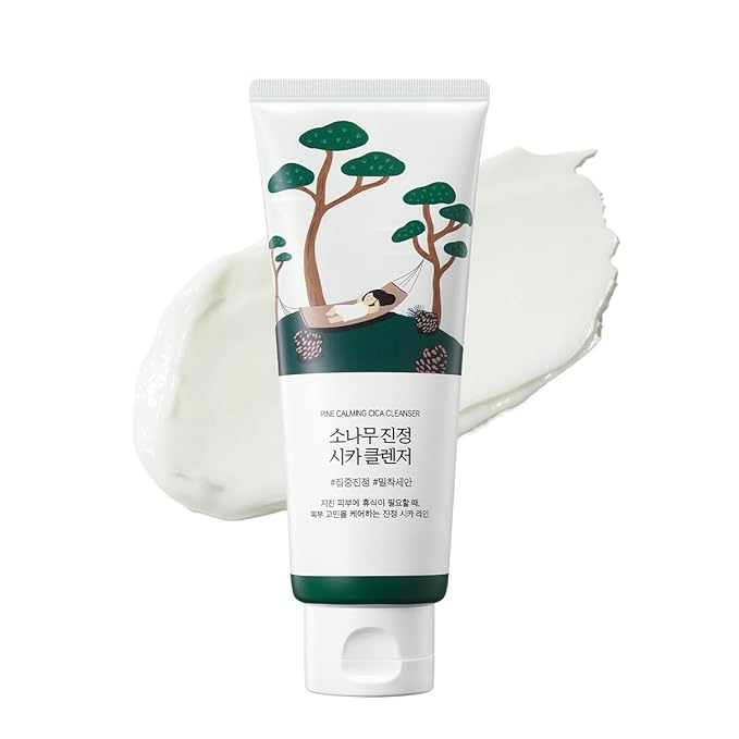 ROUND LAB Pine Calming Cica Cleanser 5.07 Fl Oz – Acne Face Wash with Salicylic Acid, BHA & LHA for Sensitive Skin, Soothing Cica + Hydrating Hyaluronic Acid, Gentle Foaming Cleanser, 150ml