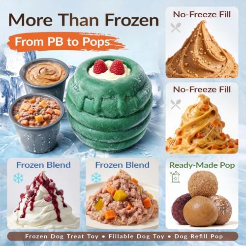 KADTC L, 3 in 1, Frozen Treat Dog Lick Ball & Kibble Dispenser & Chew Toy