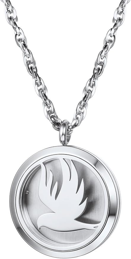 PROSTEEL Aromatherapy Diffuser Necklace Men Women Jewelry Stainless Steel Bird Locket Essential Oil Circle Pendant Necklaces