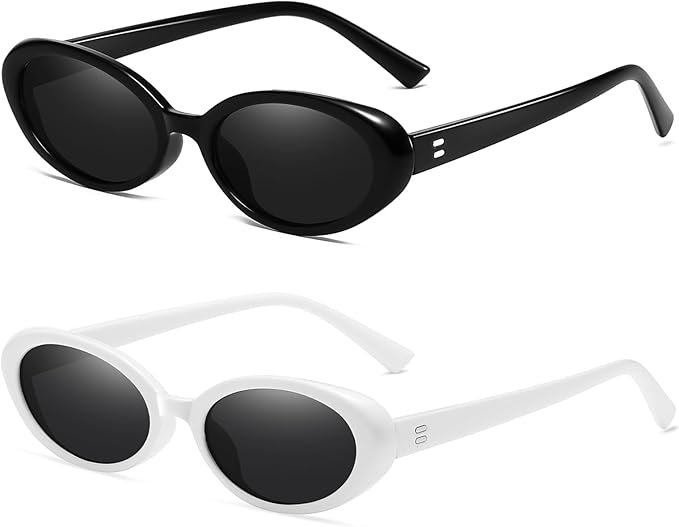 Breaksun Retro Oval Sunglasses for Women Men Fashion Small Oval Sunglasses 90s Vintage Shades