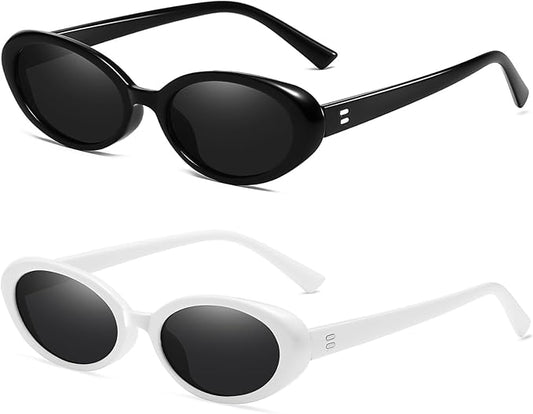 Breaksun Retro Oval Sunglasses for Women Men Fashion Small Oval Sunglasses 90s Vintage Shades