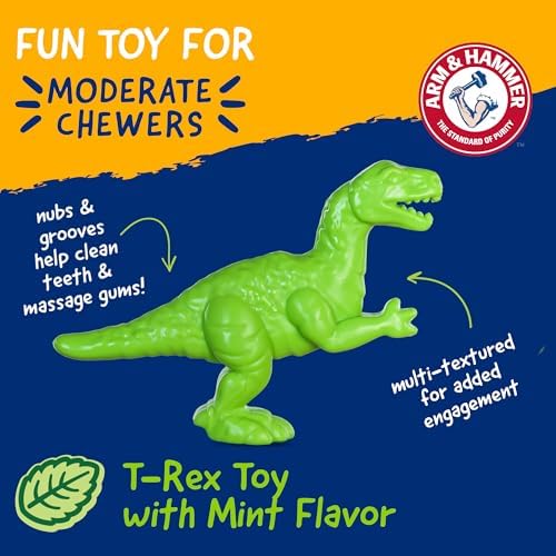 Arm & Hammer Nubbies T-Rex Dog Dental Chew Toy, Mint Flavor, 24-Pack