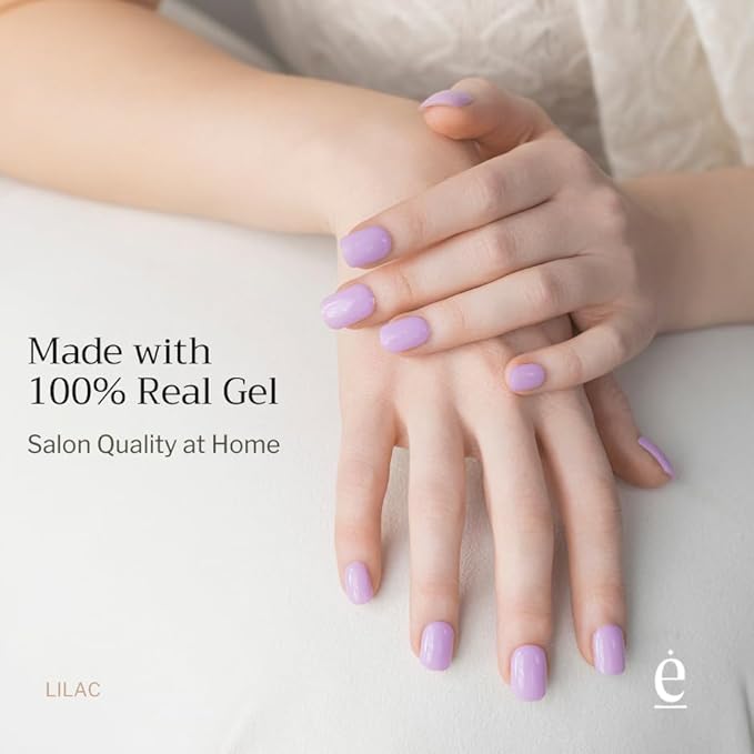 34 Piece Fully Cured Gel Nail Strips With No UV Light Needed, 14+ Days Gel Nail Polish Stickers, Salon Quality, Easy to Apply & Remove – Toxin Free, No Damage (Lilac)