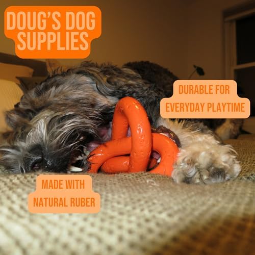 Doug's Dog Supplies Chain Link Tug Toy, Tug Toys for Dogs, Rubber Chain Toy for Tug of War (Orange)