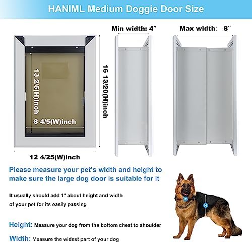 Aluminum Medium Dog Door for Interior Exterior Walls Heavy Duty Aluminum Doggy Door with Telescoping Tunnel Energy Efficient Double Flaps Pet Door for Small Medium Doggies