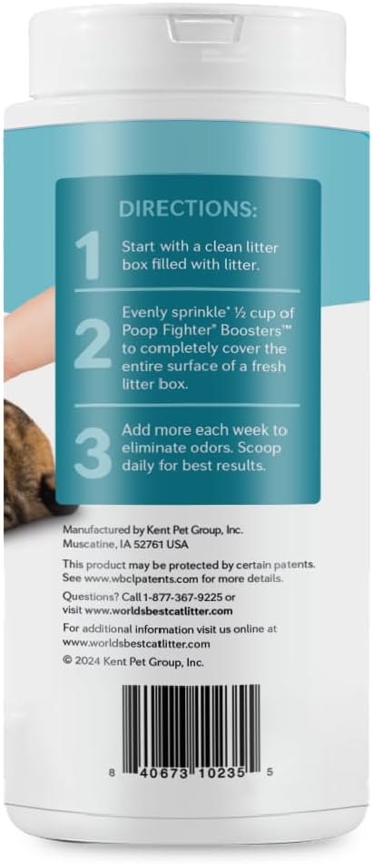 World's Best Cat Litter, Boosters Poop Fighter, 18 oz Canister, Pack of 2