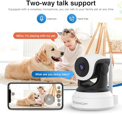 VSTARCAM Indoor Security Camera, 2K with 360° Rotation, Human/Motion Detection with Auto Tracking, 2-Way Audio & DIY Voice, 2.4GHz WiFi Wireless, Cloud & SD Card Storage(up to 256GB)