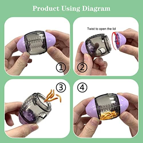 ALI2 Bearded Dragon Feeder Toy Rugby Shape, Reptile Interactive Enrichment Toy for Lizard, Gecko and Small Animals
