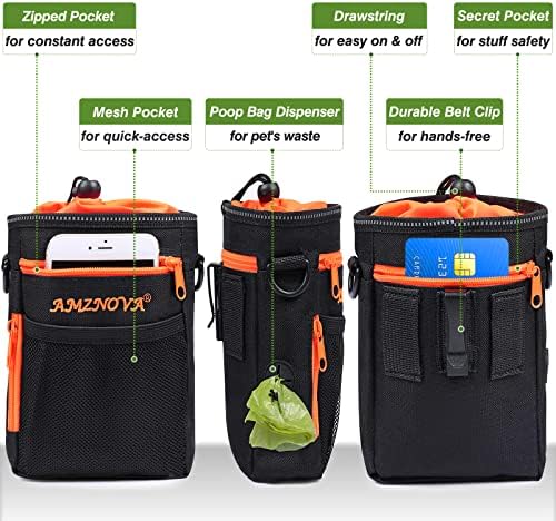 AMZNOVA Dog Treat Pouch Treatnow Dog Treat Bag, 6 Cups, Black