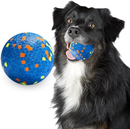 Dog Balls, Indestructible Dog Toy Ball for Aggressive Chewers, Durable High Elasticity Interactive Ball for Training Dog Catch and Fetch, Large Medium Small Dog and Puppies(Blue, 3in, 1pcs)