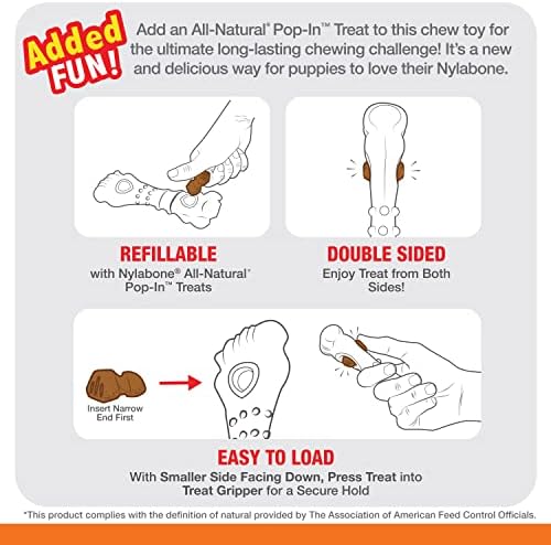 Nylabone Power Chew Knuckle Bone & Pop-in Dog Treat Toy & 30 Treat Refills