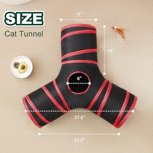 Love's cabin Cat Tunnel for Indoor Cats, 3-Way Collapsible Play Tunnel