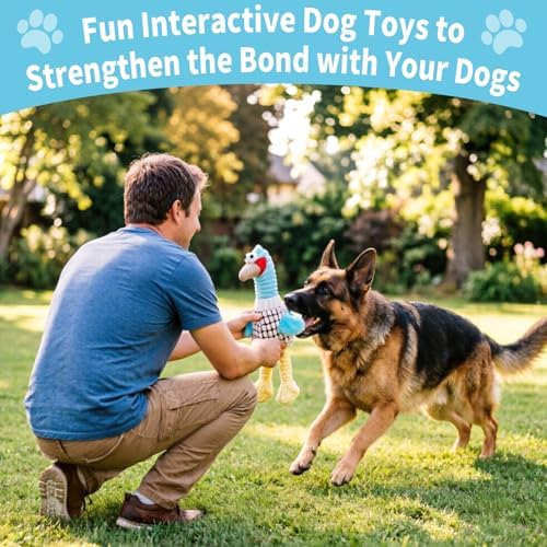 Blue Turkey Dogs Squeaky Plush Toys for Chewers