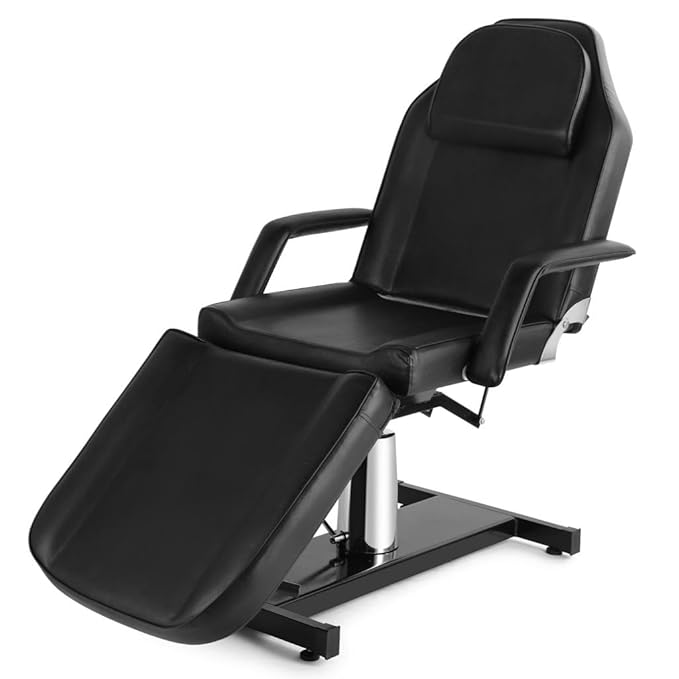 Artist hand Hydraulic Facial Table Tattoo Chair Massage Bed Adjustable Professional for Esthetician Beauty Spa Lash Bed for Eyelash Extensions Salon Equipment Barber Chair Salon Chair (Black)