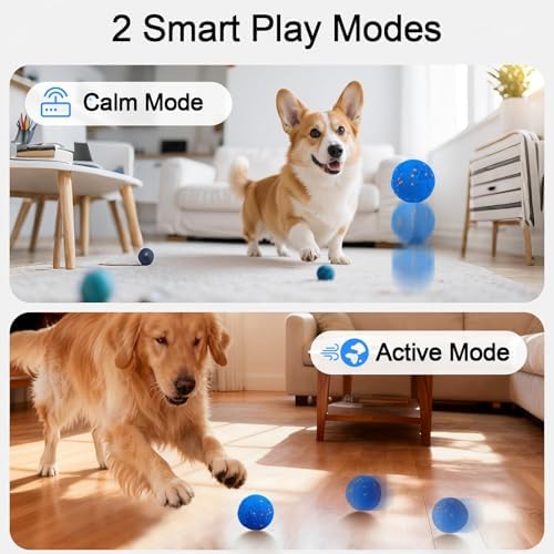 Smart Dog Toy Ball with 2 Interactive Modes, IPX7 Waterproof, USB Rechargeable Auto-Moving Pet Ball, Self Moving Bouncing Dog Ball, Durable Electronic Dog Toy for Active Large Breed Puppies&Dogs
