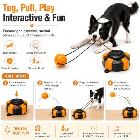 Interactive Suction Cup Dog Toy for Boredom Relief, Tug of War and Self Play with Rope and Rubber Ball, Dog Toys to Keep Them Busy Indoors Or Outdoors (bo)