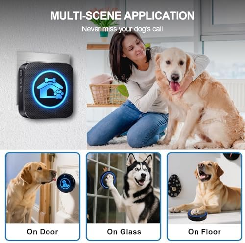 Dog Door Bell (2026 Self-Illuminating Enhanced Touch) for Potty Training, Wireless Dog Doorbells to Go Outside, 1000 Feet Long Range, IP65 Waterproof, 60 Melodies & Adjustable Volume (2 Buttons)