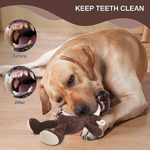 Squeaky Plush Dog Toy for Small Medium Large Dogs, Interactive Stuffed Monkey Dog Toy for Chewing, Fetch, Tug and Indoor Play, Soft Durable Puppy Toy for Boredom Relief and Mental Stimulation