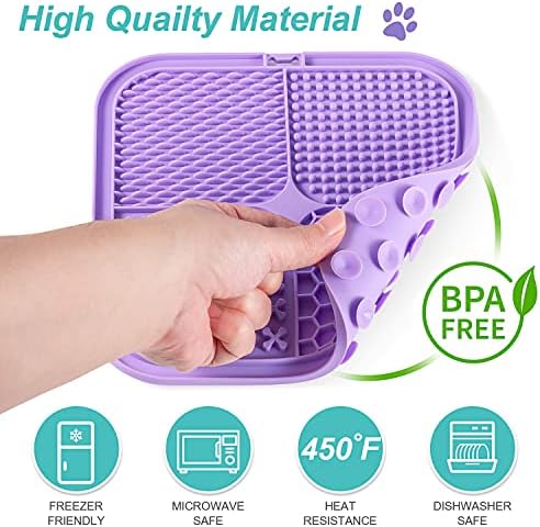 LUKITO Lick Mat for Dogs & Cats 2 Pack, Slow Feeder Licking Pad with Suction Cups for for Anxiety Relief and Boredom Reducer, Perfect for Bathing Grooming