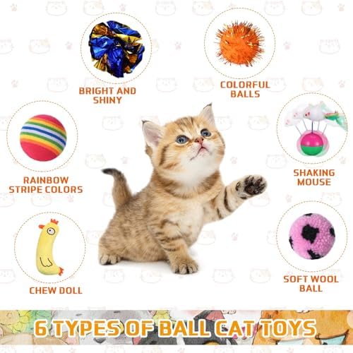 Shappy 150 Pcs Cat Toys Bulk Pack for Indoor Cats, Mice Balls,Novel
