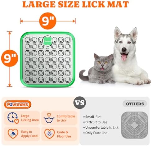 Pawtners Stainless Steel Large Lick Mat for Dogs, 2 Pack, Green