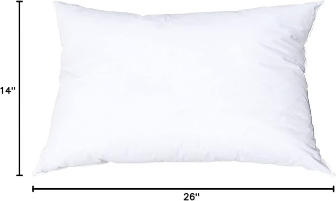 Pillowflex Synthetic Down Pillow Insert 14x26 in - Karate Chop Pillow | Large Rectangle Sham Form, Plush Polyester Cotton Blend, Cloud-Like Comfort, Clump-Resistant Fill, Smooth Elegant Finish