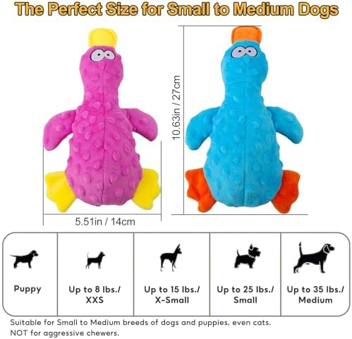 Squeaky Dog Toys, 2-Pack Plush Duck Squeaky Toys