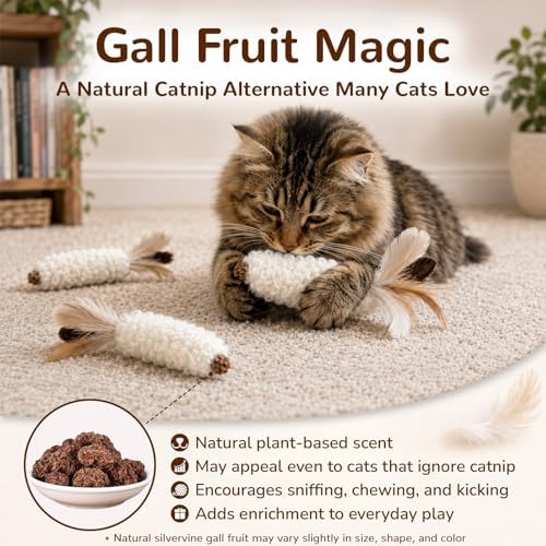 Agape Wool Cat Toys with Catnip & Silvervine Gall Fruit, Soft Plush Toys