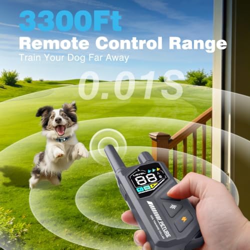 Dog Shock Collar with Remote Control for 3 Dogs (7-120Lbs), Auto Bark Collars for Large Medium Small Dogs, 3300ft Waterproof E Collar with Beep(9 Tone), Vibration(1-16) and Humane Shock (1-99) Modes