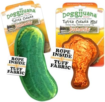 Doggijuana Dill Pickle & Chicken Wing Dog Toy Bundle | 2 Pack, Squeaky