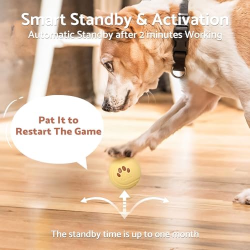 Interactive Dog Toys, [2026 Latest] Smart Dog Balls, 4 Movement Modes, Durable TPU Material, Motion Activated Automatic Moving Rolling Ball for Small/Medium/Large Dogs (Yellow)