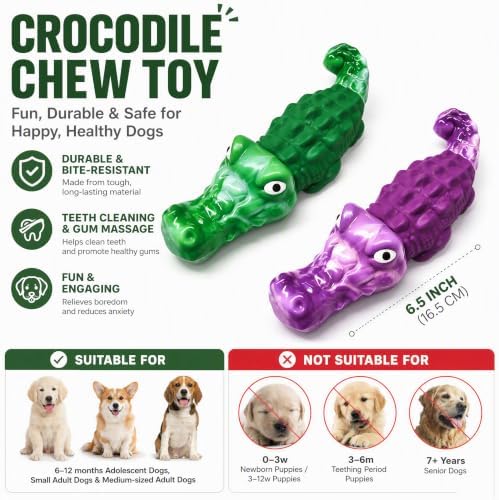 Fuufome Alligator Dog Chew Toys 2 Pack