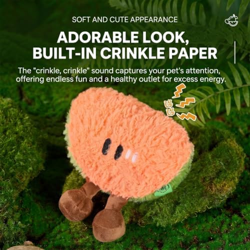 2PCS Fruit Juice Squeaky Dog Toys for Aggressive Chewers, Durable Squeak for Puppy Teething, Interactive Plush Chew Toys for Boredom and Anxiety Relief(WaterMelo+Cucumber)